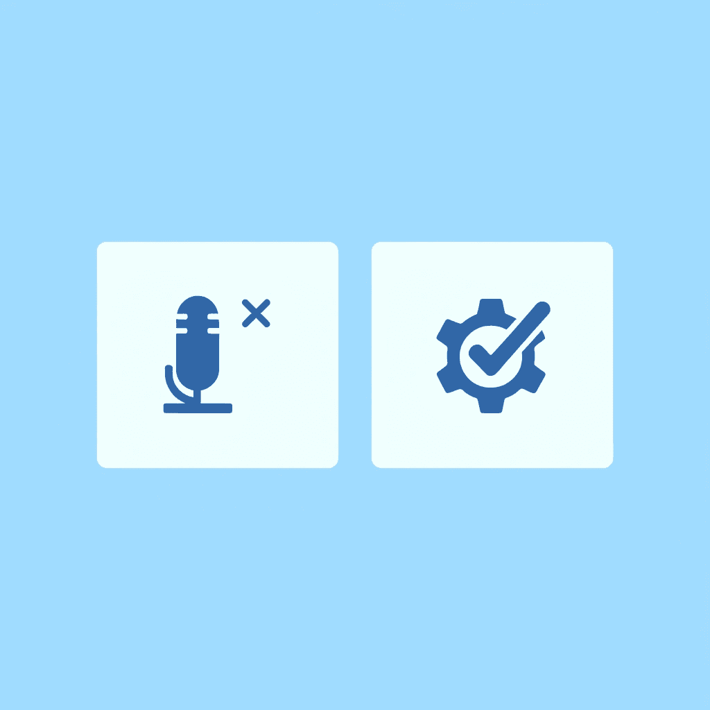 Before: manual recording with retakes and adjustments. After: clean, natural AI voiceover generated instantly