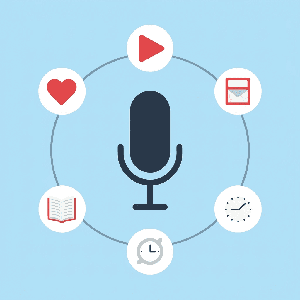 Central hub labeled 'Professional Voiceover Quality' connected to four surrounding elements: emotional delivery, natural pacing, contextual emphasis, and vocal authenticity