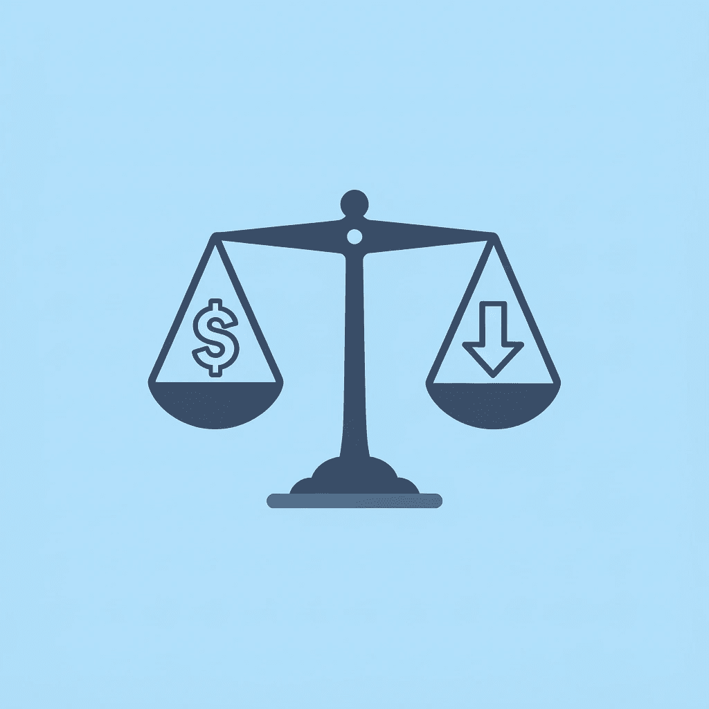 Balance scale comparing low upfront cost on one side against hidden costs of time and quality on the other