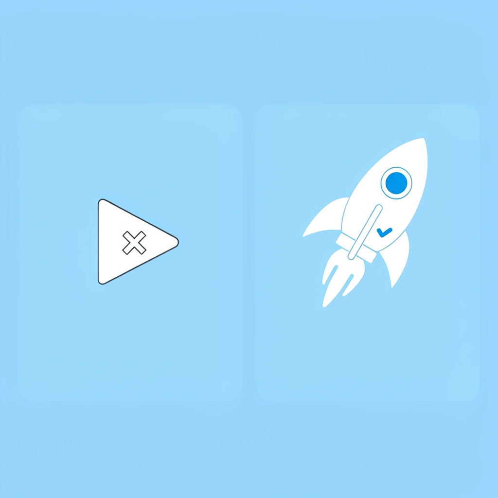 Before and after comparison showing endless tweaking crossed out, and published content checked