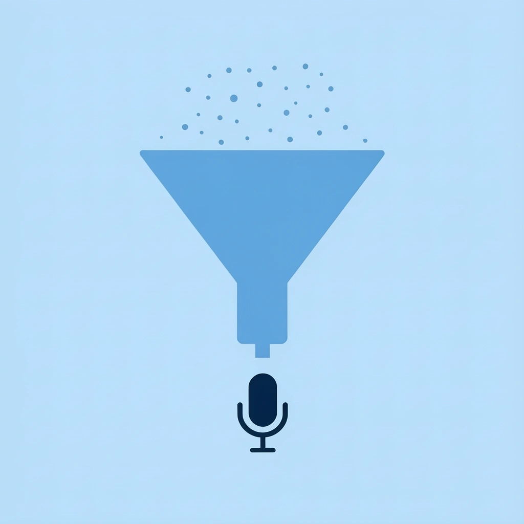 Funnel showing many aspiring voice actors filtering down to a few who succeed