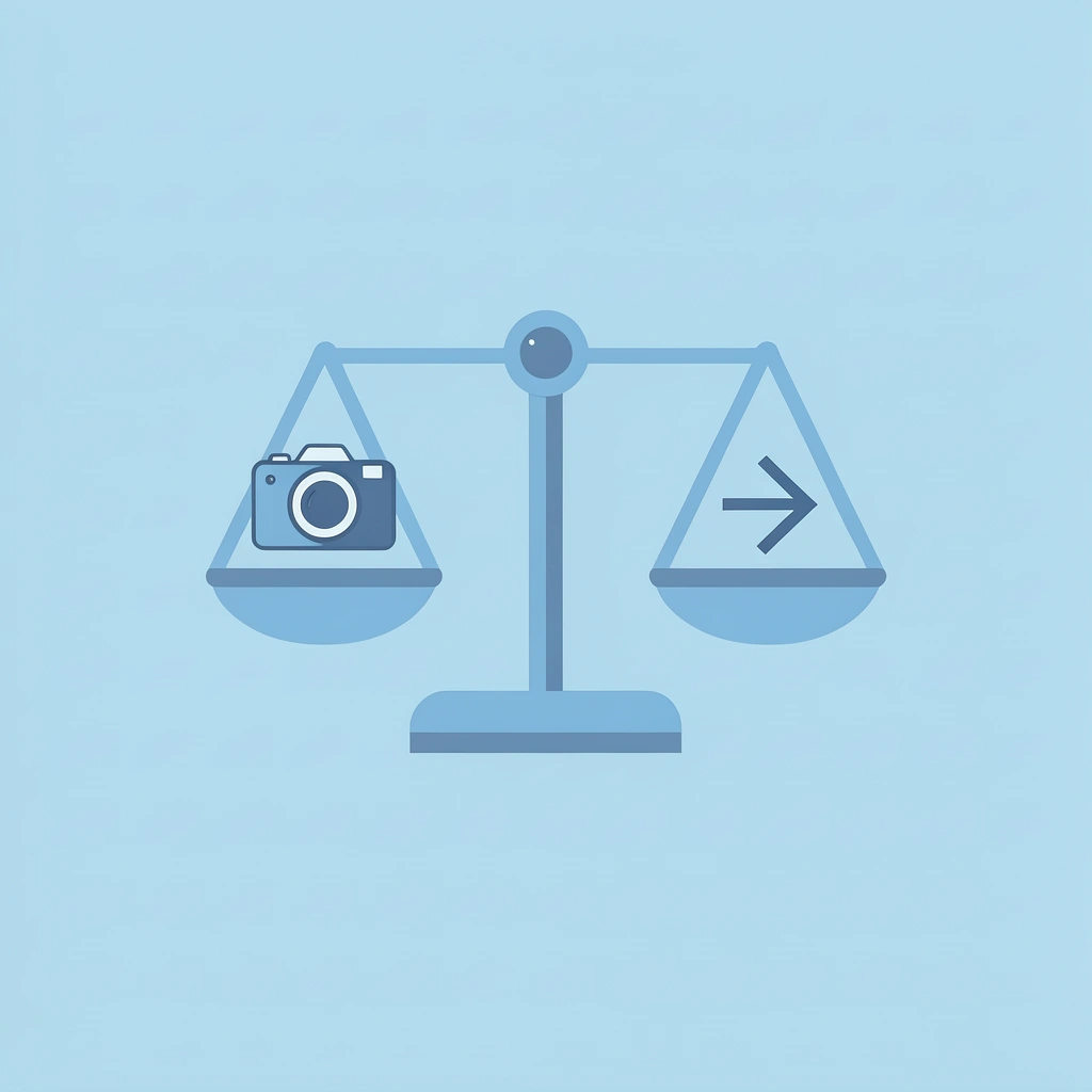 Balance scale comparing traditional Google Slides recording on one side with Crayo external generation on the other