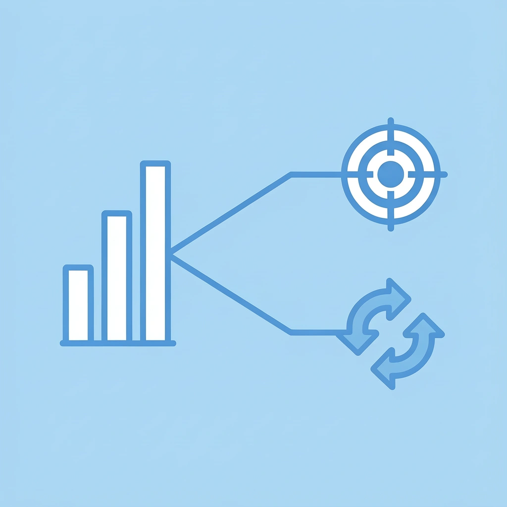 One path showing random content leading to confusion and lost opportunities, another path showing strategic content leading to audience growth