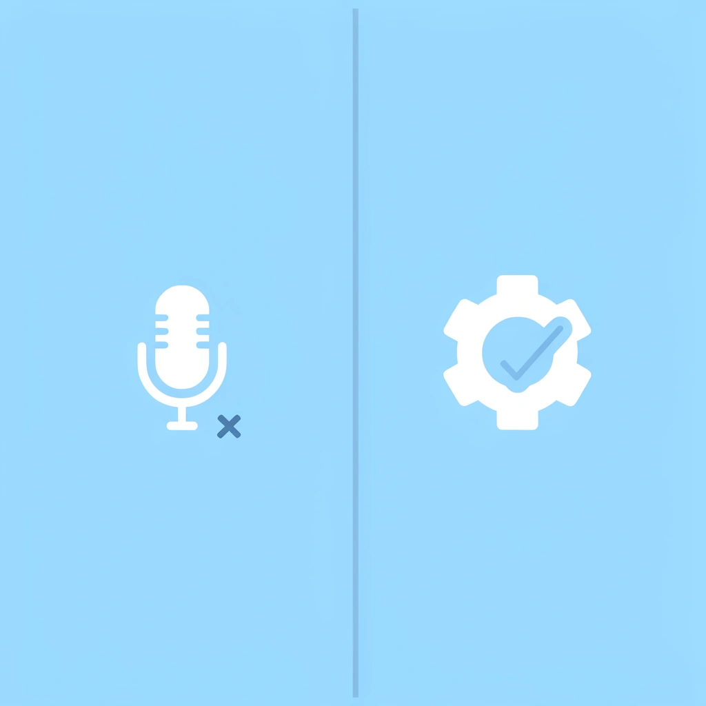 Comparison showing expensive studio equipment crossed out on left, simple AI solution with checkmark on right