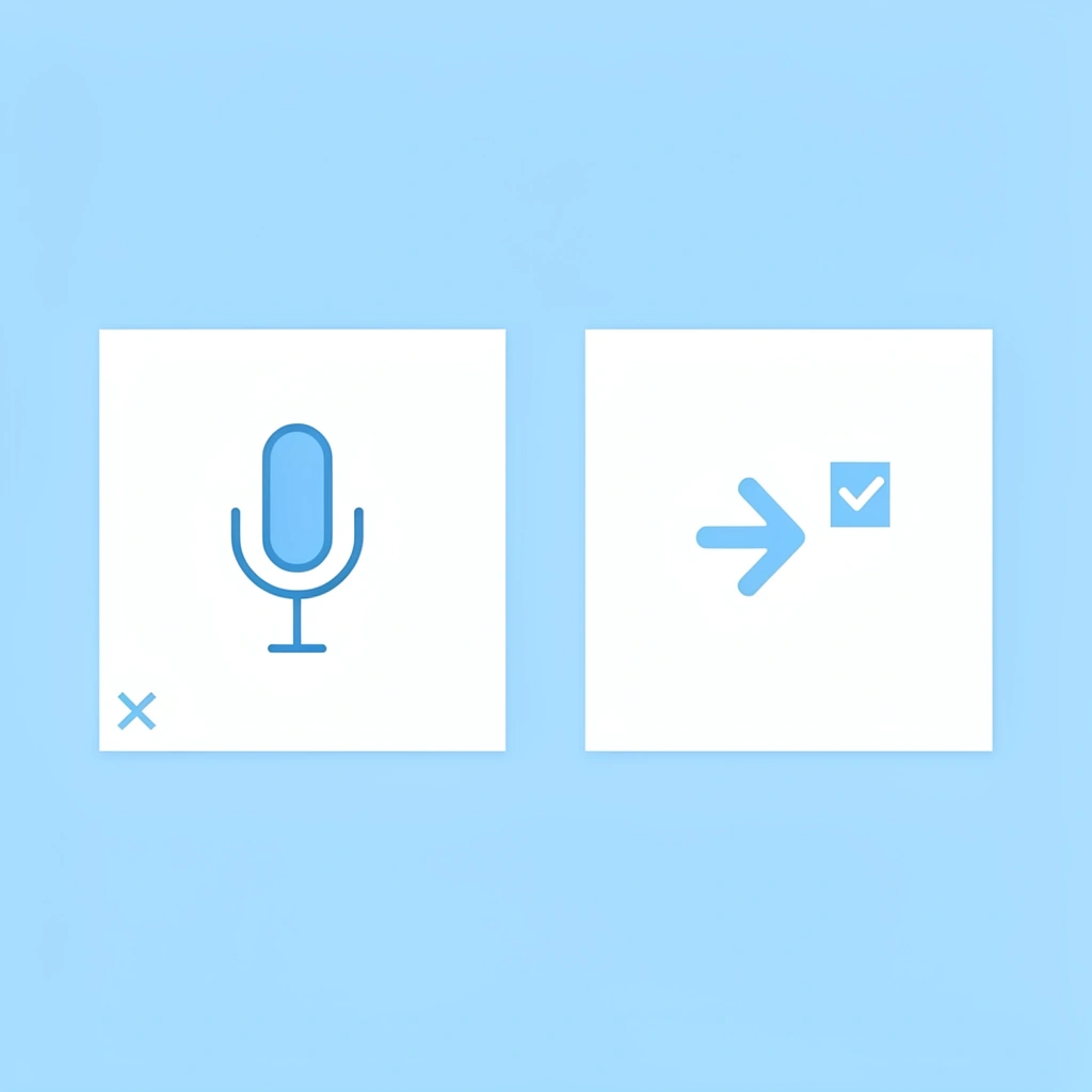 Before and after comparison showing robotic voice transforming into a natural-sounding voice