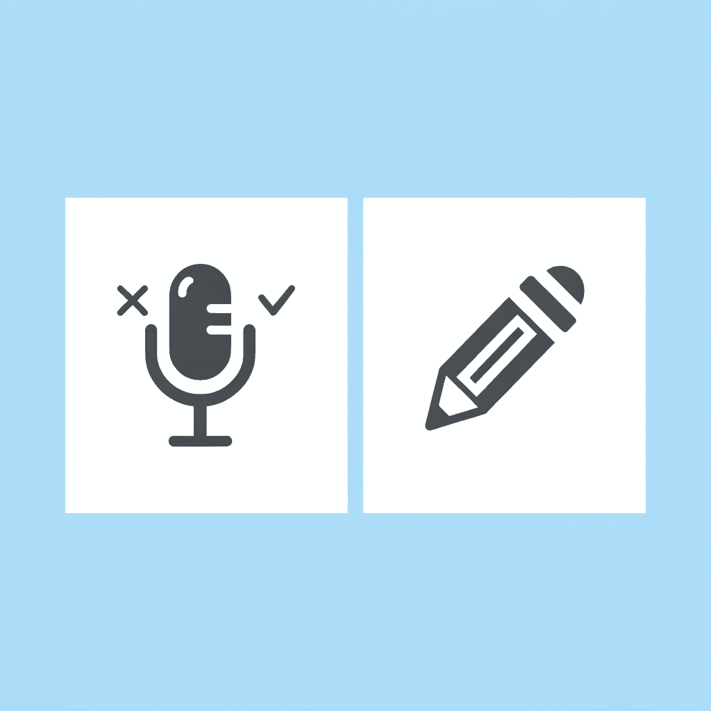 Before and after comparison showing cognitive overload when combining tasks versus focused delivery with pre-written scripts